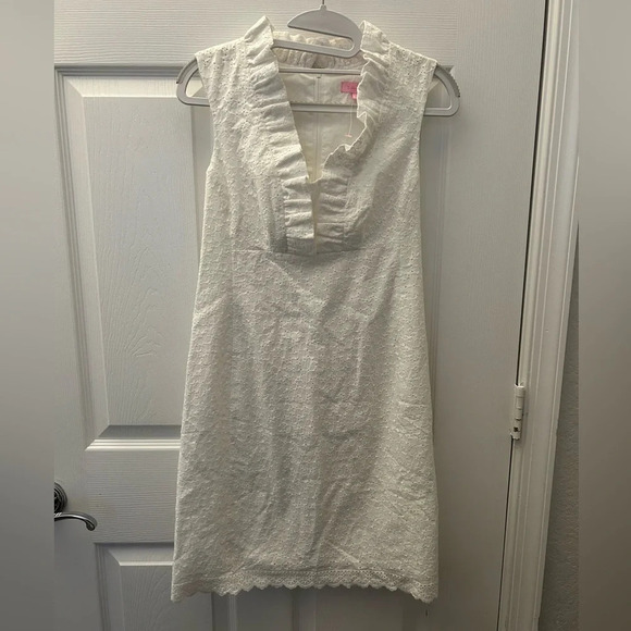 ! Lilly Pulitzer White Floral Eyelet Adeline Shift Dress Size 0 - Picture 1 of 5